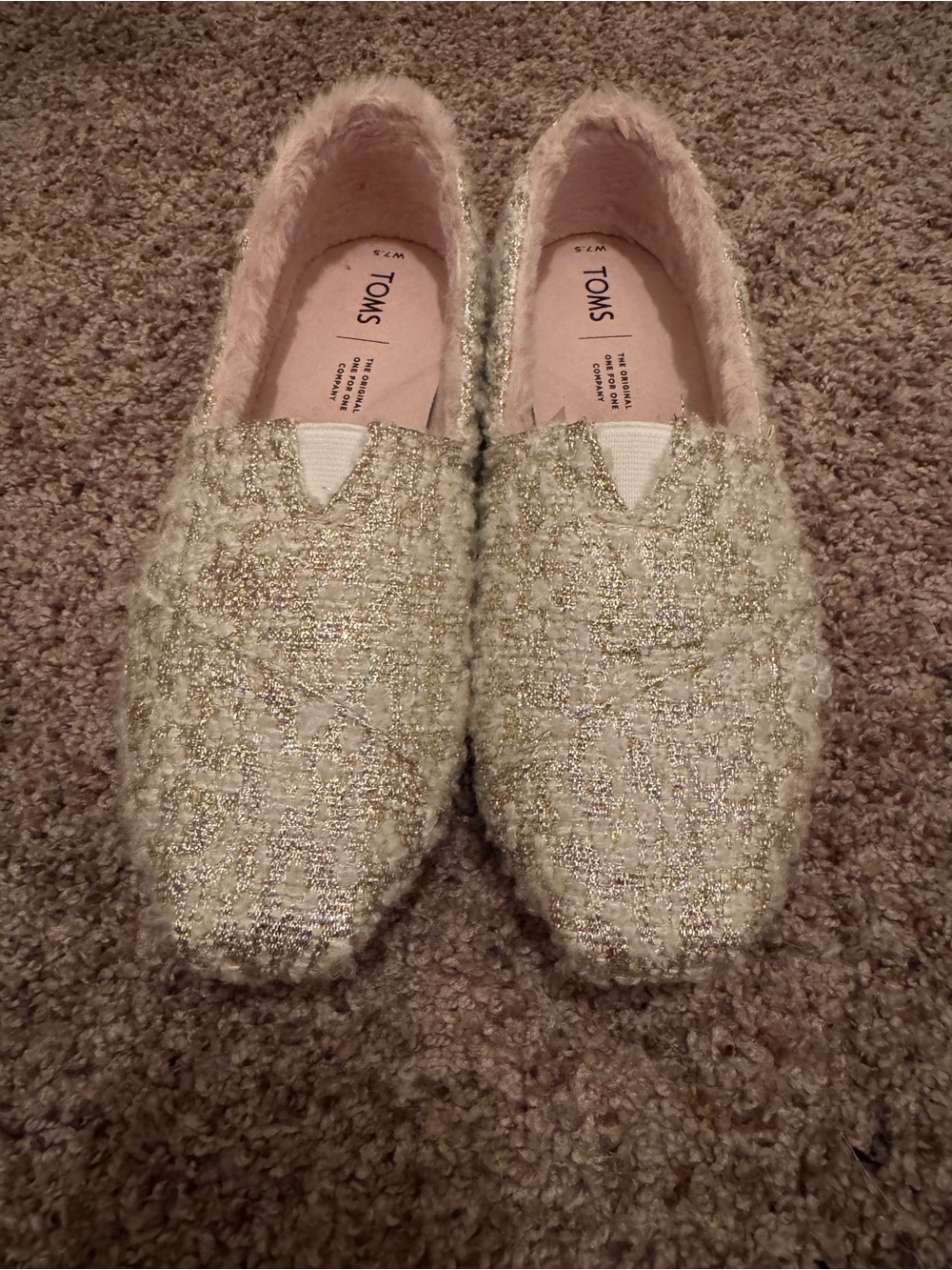 Toms Gold Slip-On Flats
